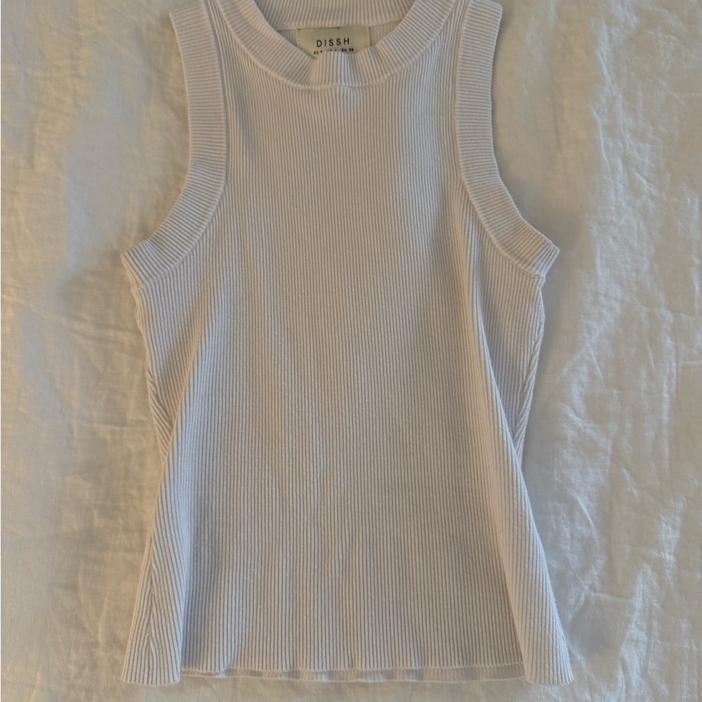 DISSH White Ribbed Tank Top